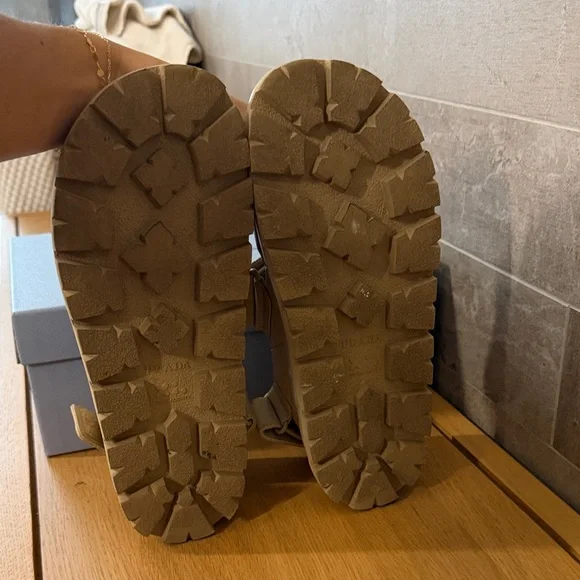 Prada PADDED LEATHER SANDALS / Nappa Double Strap Tan Sandals / IT 38 Camel - Picture 5 of 16